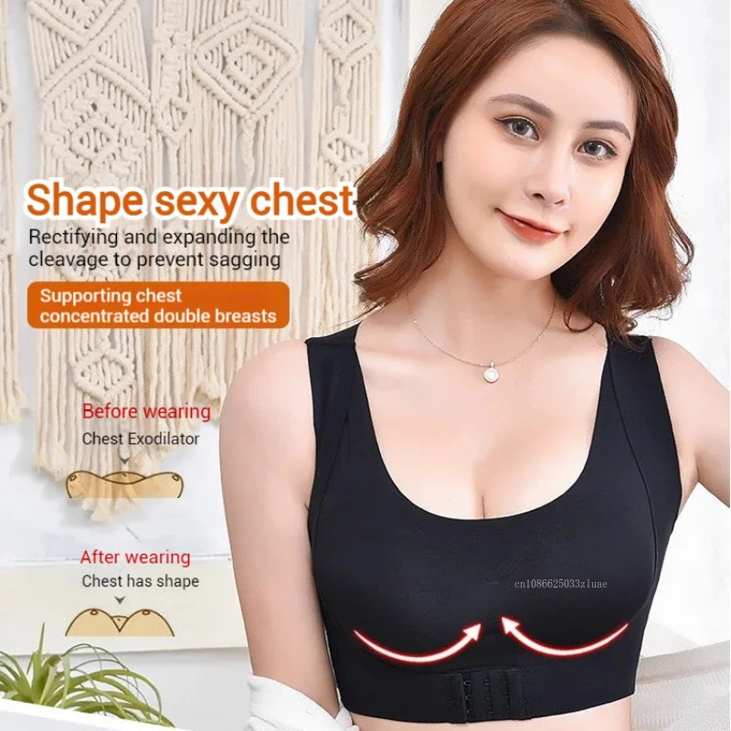 Posture Corrector Sports Bra Seamless Push Up Breathable Bralette Shockproof Sport Hunchback Relief Chest Bra Cross Back Tops