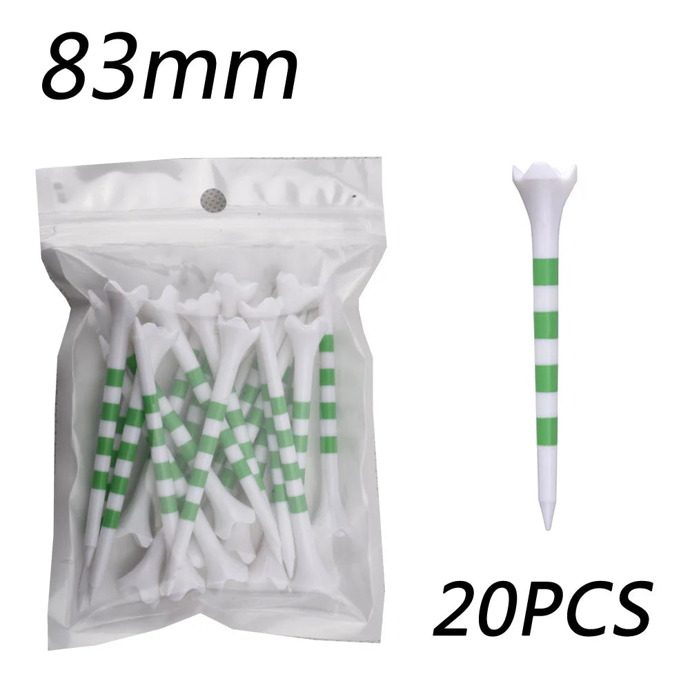 20 Pcs Golf Tees Stand Printing Scale Unbreakable Reduces Friction Golf Tees Plastic Side Spin 5 Prongs Tee Golf Supplies