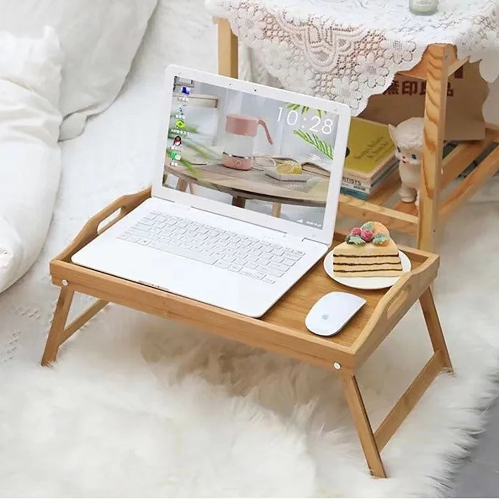 Laptop Table Wood Bed Tray Stand Lap Desk/Stand/Table Adjustable Riser Portable Laptop Folding Dining Table Holder Desk for Bed