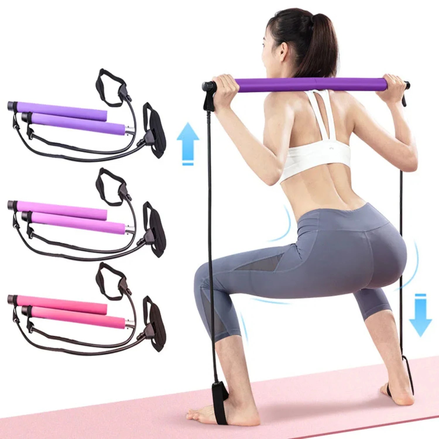 Resistance Bands Trainer Yoga Pull Rods Pull Rope Portable Gym Body Workout