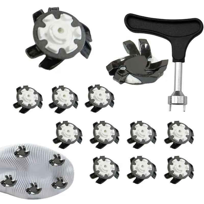 Golf Shoe Spikes Replacements 12 Pieces Footwears Anti Slip Golf Cleat Quick Twist Golf Spikes Golf Cleats Portable Wrench Screw