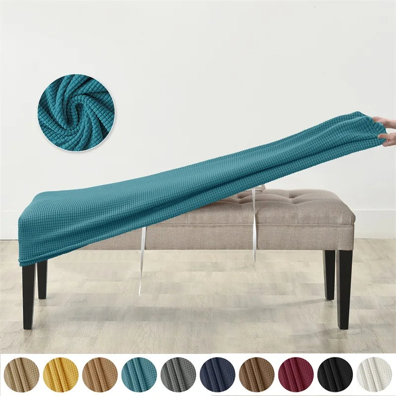 1pc Elastic Ottoman Cover Rectangle All-inclusive Stool Covers Solid Piano Bench Seat Covers Anti-dirty Removable Home Decor