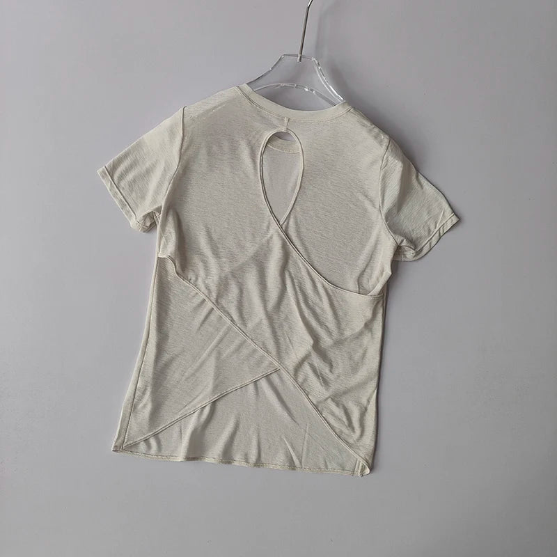 Yoga Short-sleeved Top for Women in Summer T-shirt Training Quick-drying Fitness Vest Pilates Slim Fit Slim Shirt Top Clothing