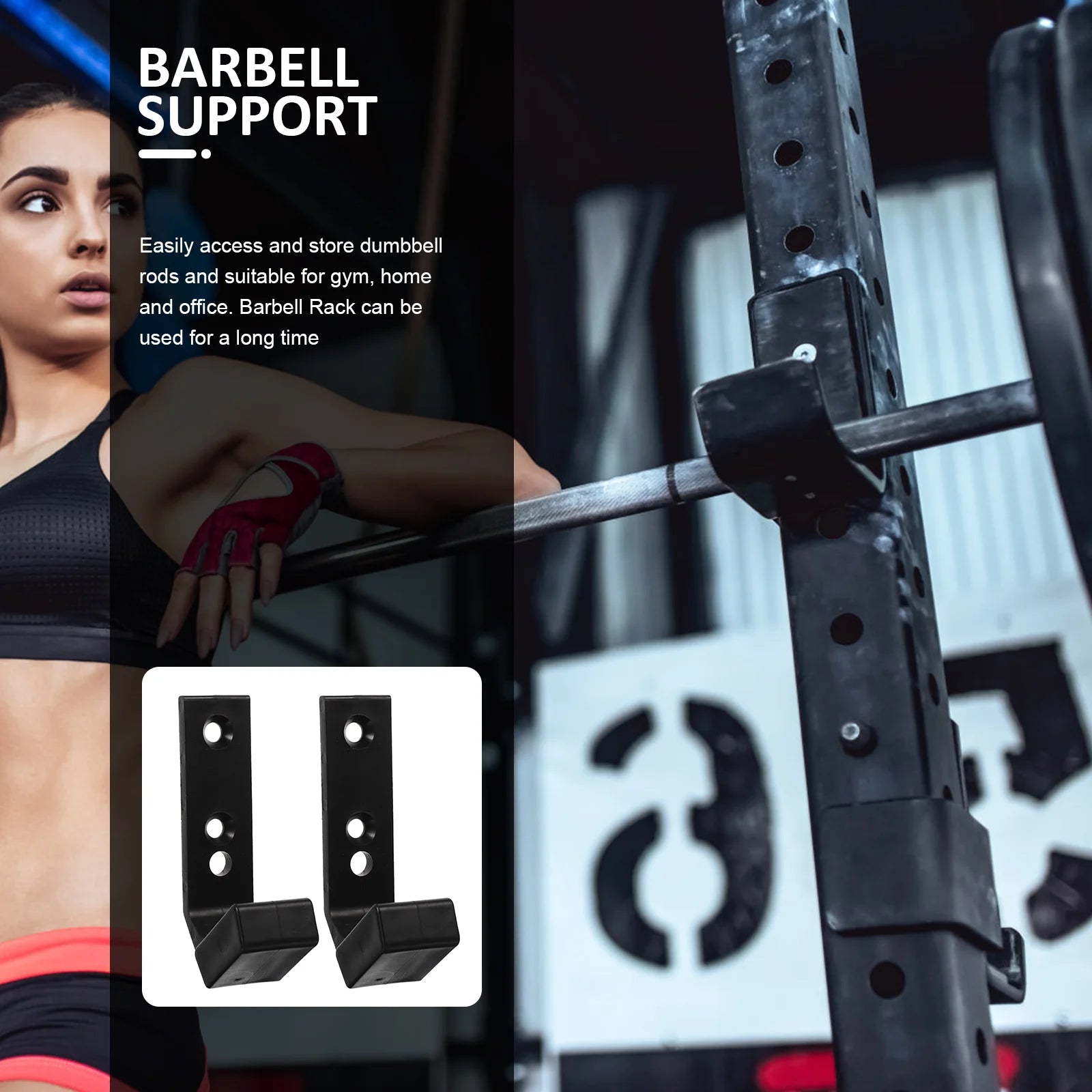 2 Pcs Shelf Bracket Barbell Stand Support Dumbbell Gym Equipment Holder Heavy Duty Clothes