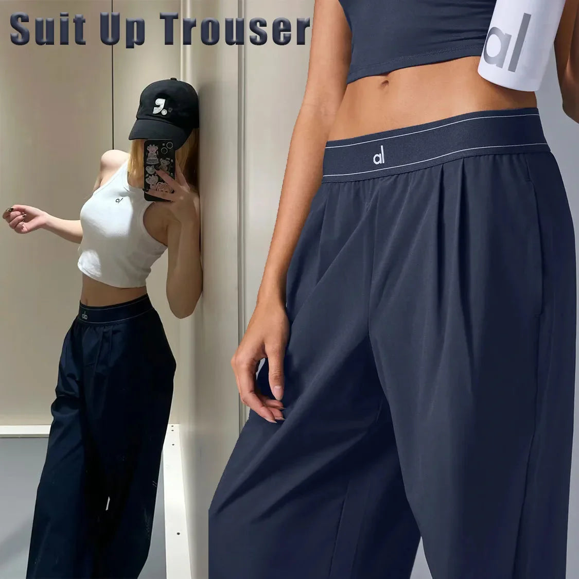 AL Women's Sport Tank Top Yoga Suit Up Gym Top Loose Breathable Sweat-absorb Casual Outdoor Comfortable High Waisted Pant