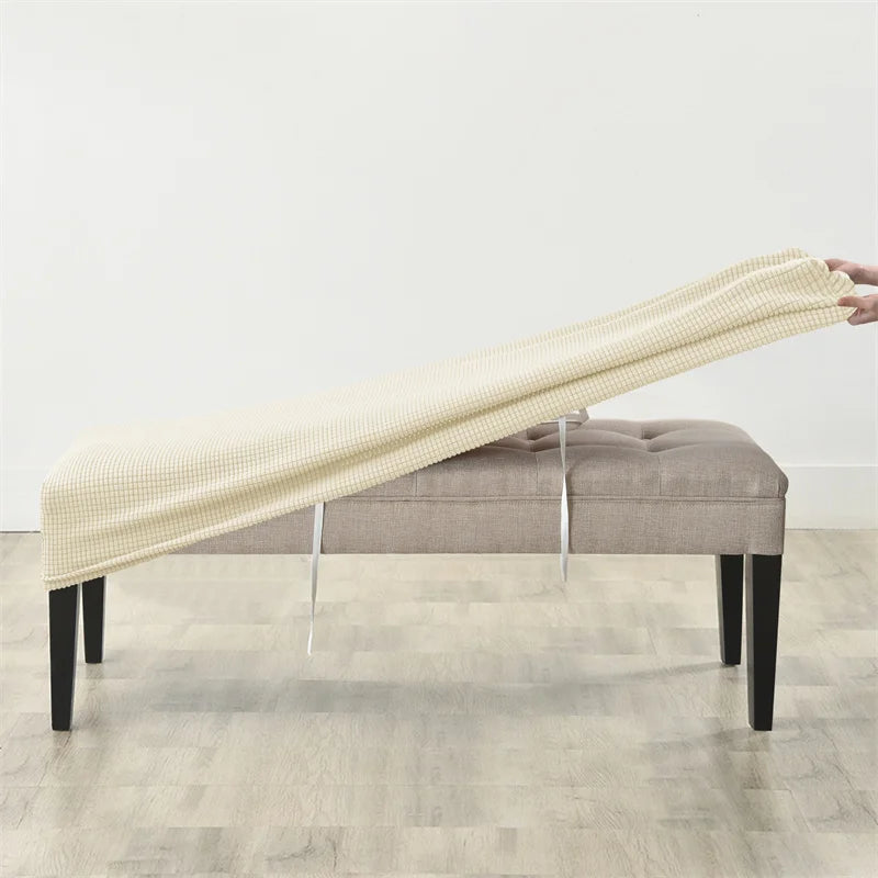 1pc Elastic Ottoman Cover Rectangle All-inclusive Stool Covers Solid Piano Bench Seat Covers Anti-dirty Removable Home Decor