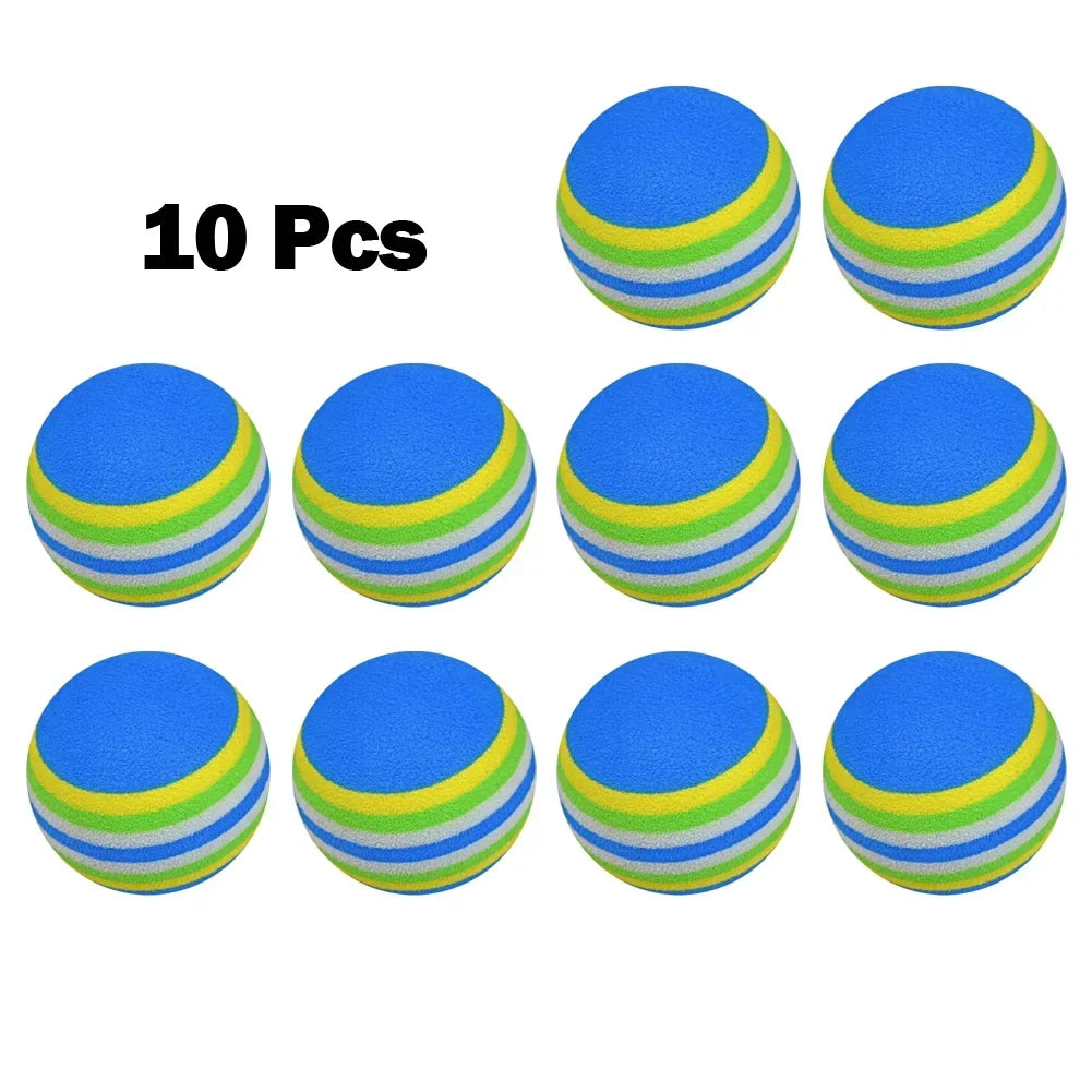 10PCS Foam Golf Balls Indoor Swing Training Practice Balls Rainbow Sponge Balls Golf Beginners Flexible Training Aid Accessories
