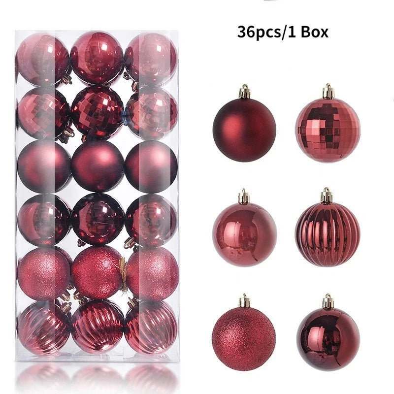 24/36Pcs Christmas Balls 4CM Ball Christmas Tree Pendant Ornaments for Home Party Decor 2025 New Year Navidad Gifts Accessories