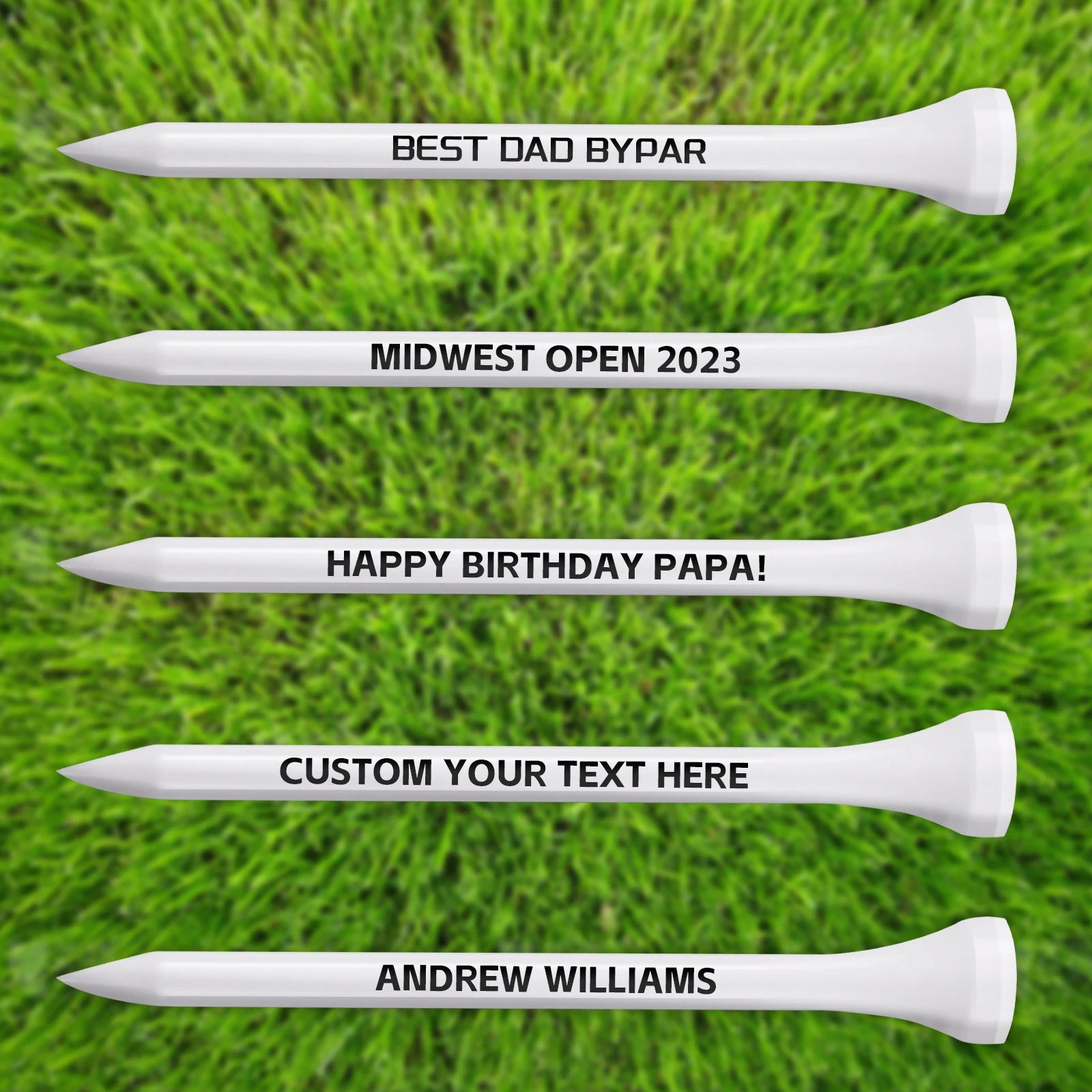 Personalized Custom Golf Tees - Choose Font and Color - Gift Set - Sets of 50,100 or 200 Tees 