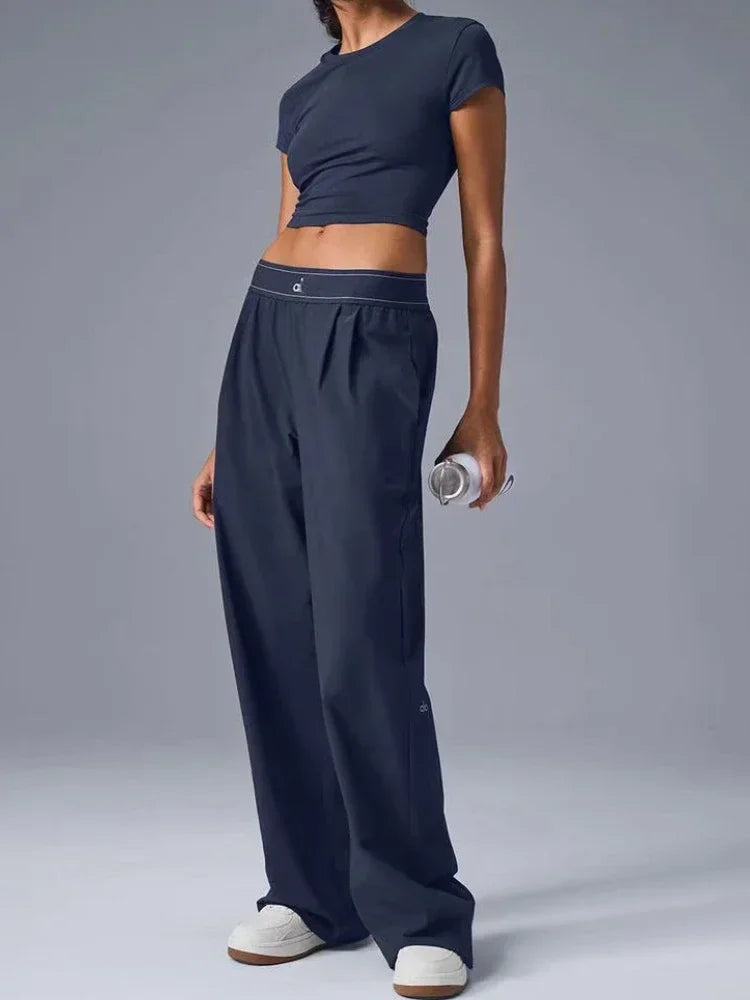 2025 Sports Yoga Pants Women High Waist Summer Casual Straight Leg Pants Comfortable Versatile Solid Trousers Women Clothing