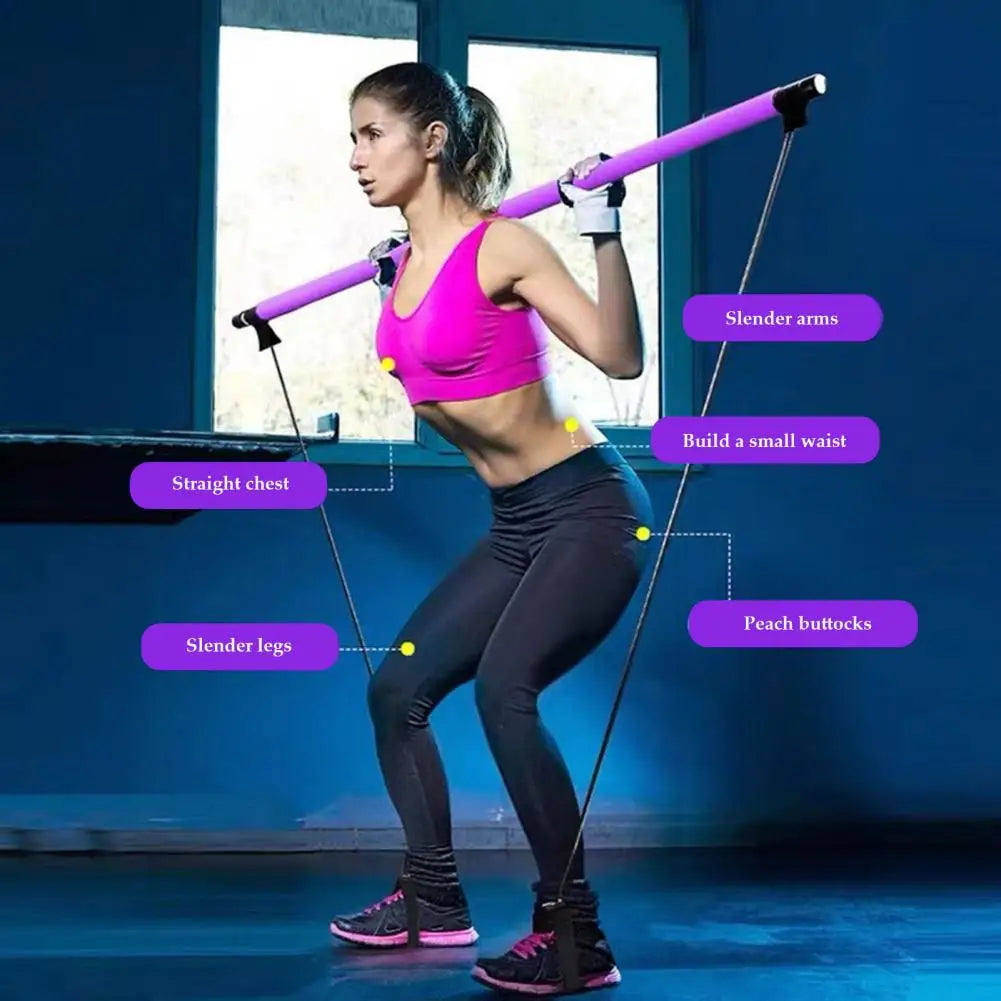 Pilates Bar with Resistance Band Strength Training Pilates Bar Pilates Bar Resistance Band Set for Full Body Strength for Leg
