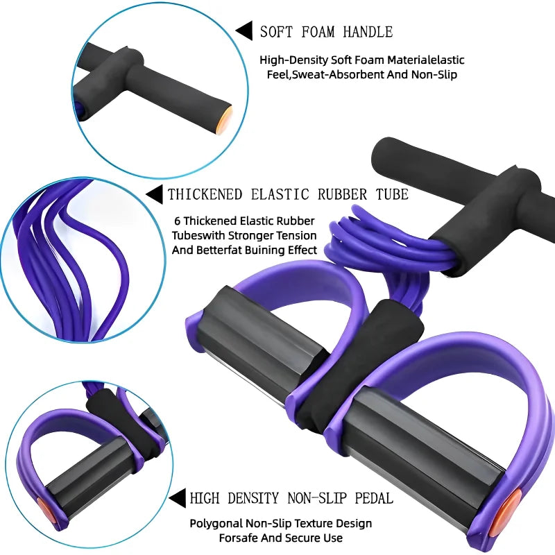 Four-Tube Pedal Tensioner Multi-Functional Household Fitness Equipment Yoga Abdominal Strengthening Elastic Band Tension Rope