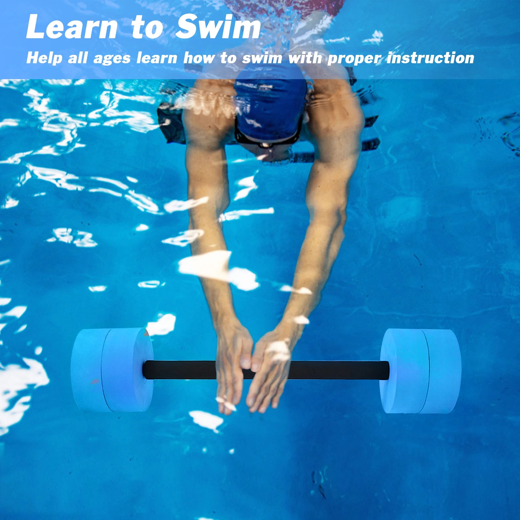 Hikeen Aquatic Exercise Dumbbells Water Dumbbell Resistance Fitness Barbells with 4 High-Density EVA Foam Pool Weights Dumbbells