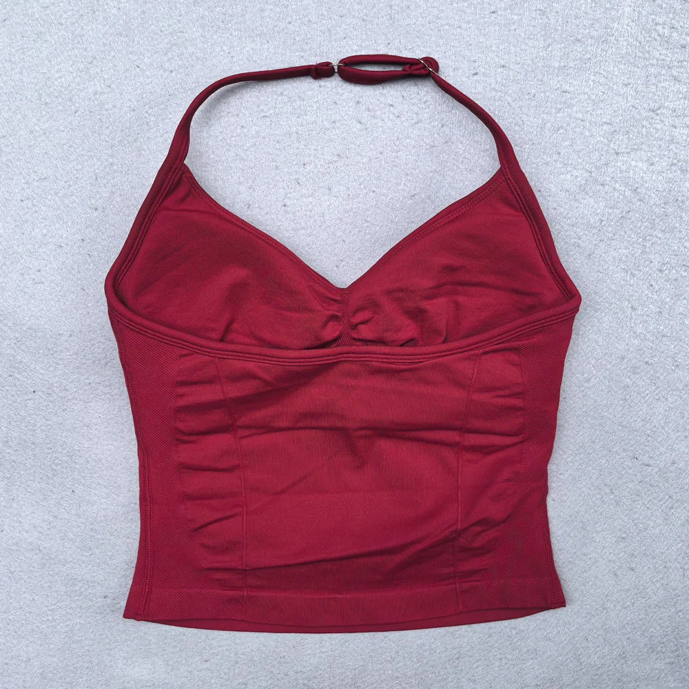 New Seamless Yoga Set Women Gym Clothing Scrunch Bum Legging Padded Tank Top Workout Outfits Fitness Sportswear Suits