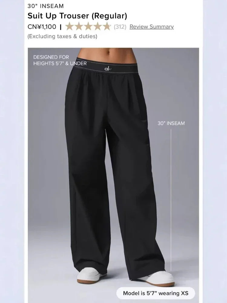 2025 Sports Yoga Pants Women High Waist Summer Casual Straight Leg Pants Comfortable Versatile Solid Trousers Women Clothing