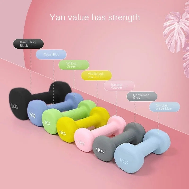 Yoga Flat Head Scrub Impregnated Plastic Dumbbells For Men And Women Home Exercise Sports Equipment Solid Cast Iron Dumbbells