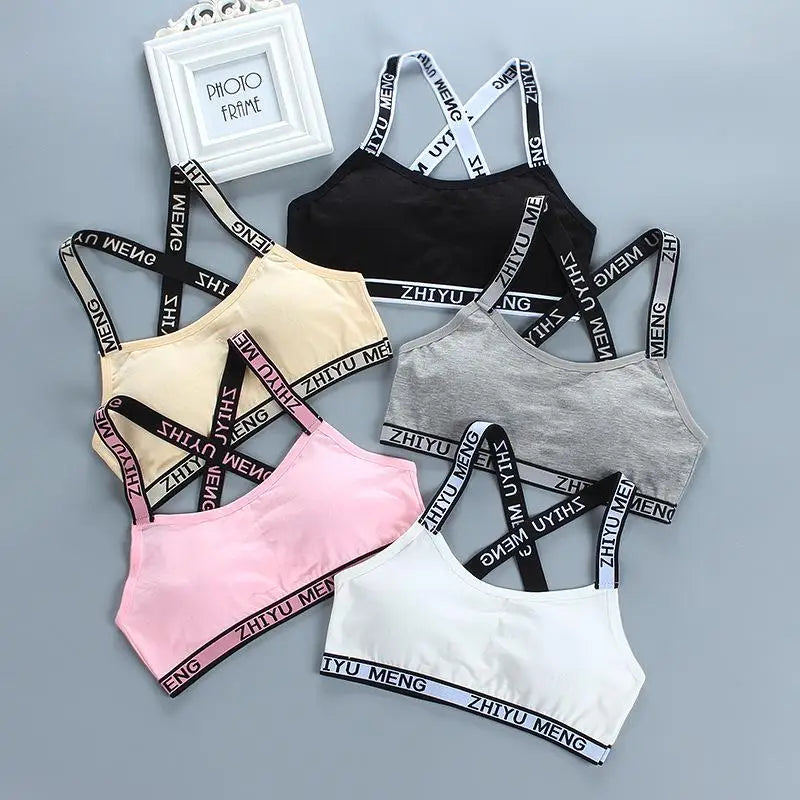 3pcs Puberty Girls Training Bras Kids Maiden Cotton Bra Underwear Teen Camisoles Tube Top Teenage Sport Bras Children's Lingerie