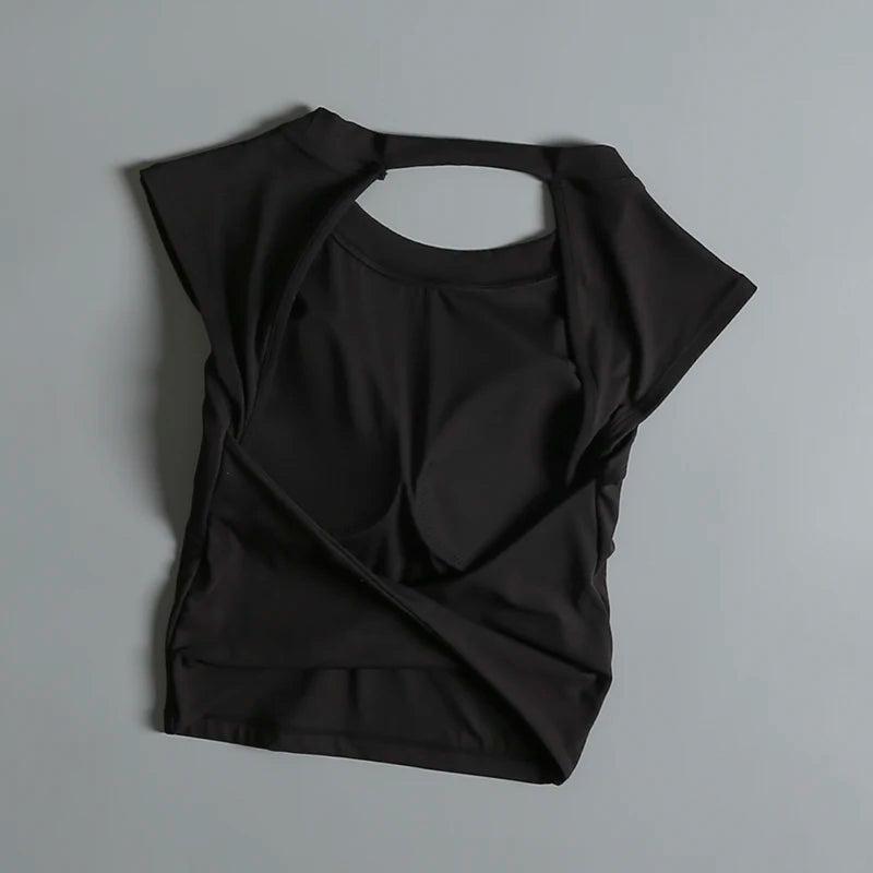 Sports Bras Anti-shock Sports Vest with Chest Pad Hot Girl A-shaped Waist-closed Sleeveless Hollow Outer Wear Fitness Yoga Vest