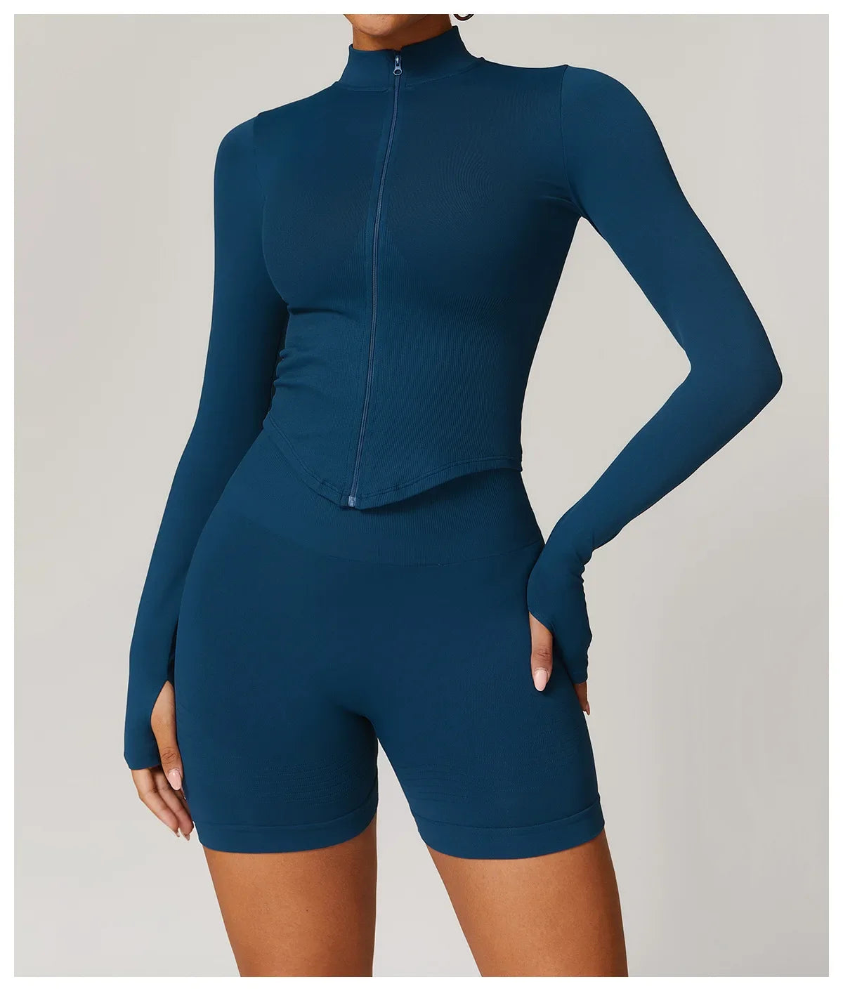 A-New stand-up collar zip long-sleeved yoga jacket women tight fast-drying yoga clothing outdoor fitness sports tops