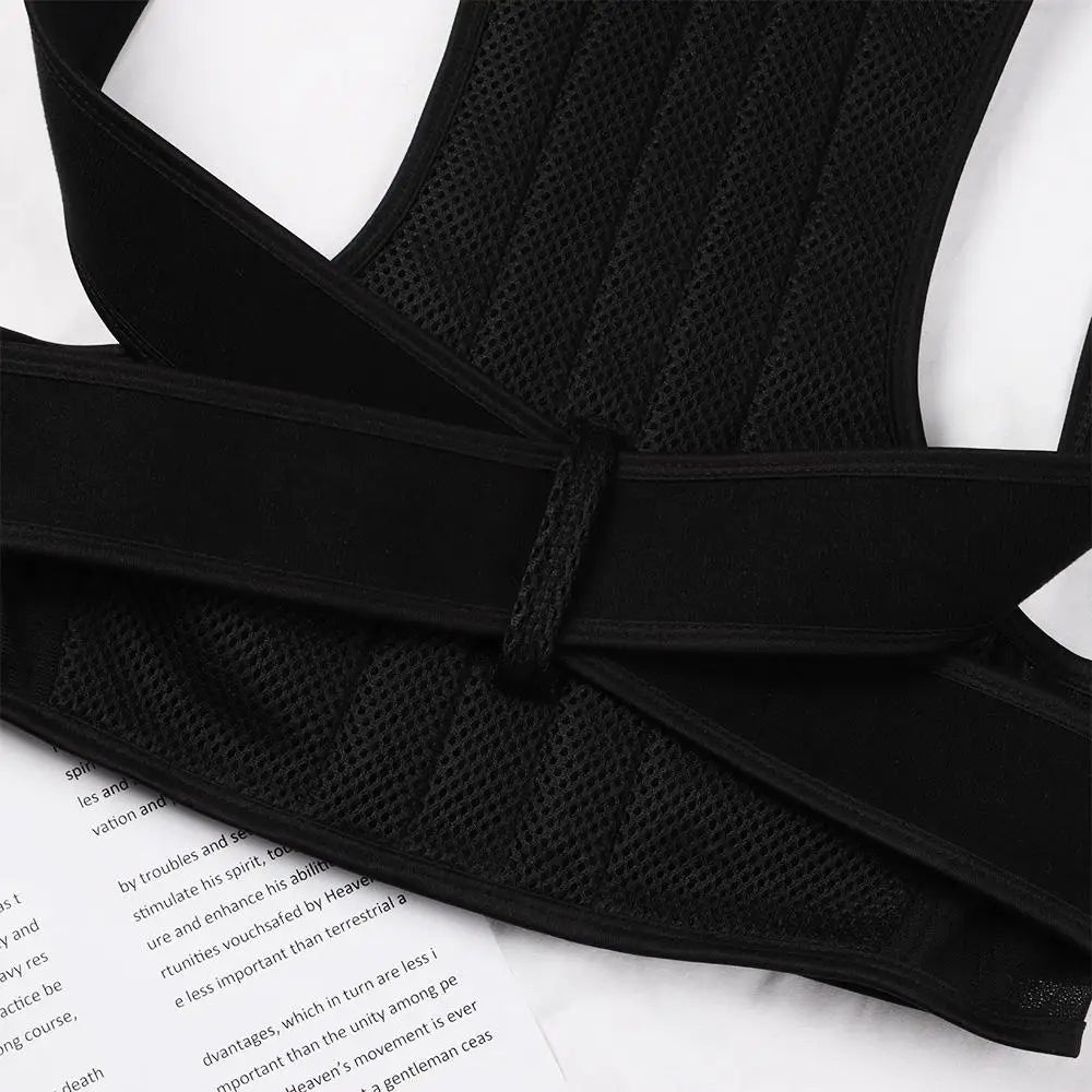 Sports Safety Neoprene Nylon Posture Corrector Black Adjustable Shoulder Brace Prevents Slouching Belt Gym