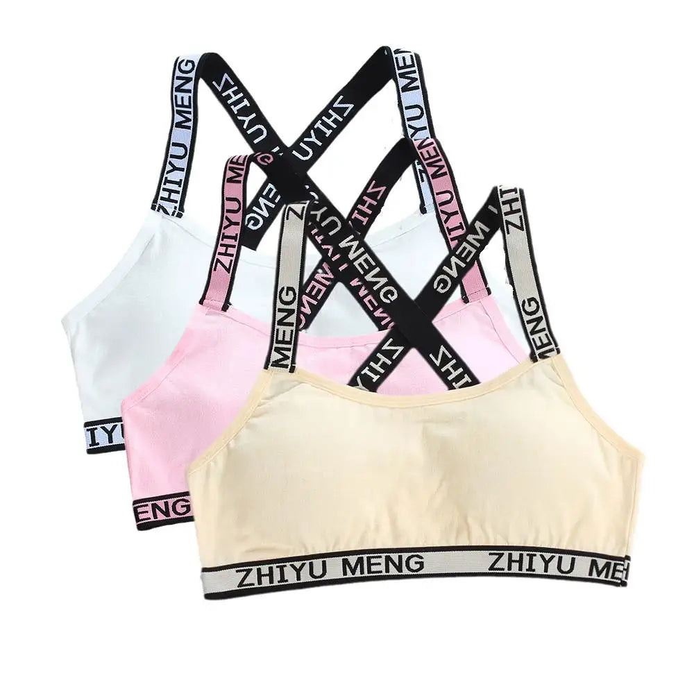 3pcs Puberty Girls Training Bras Kids Maiden Cotton Bra Underwear Teen Camisoles Tube Top Teenage Sport Bras Children's Lingerie