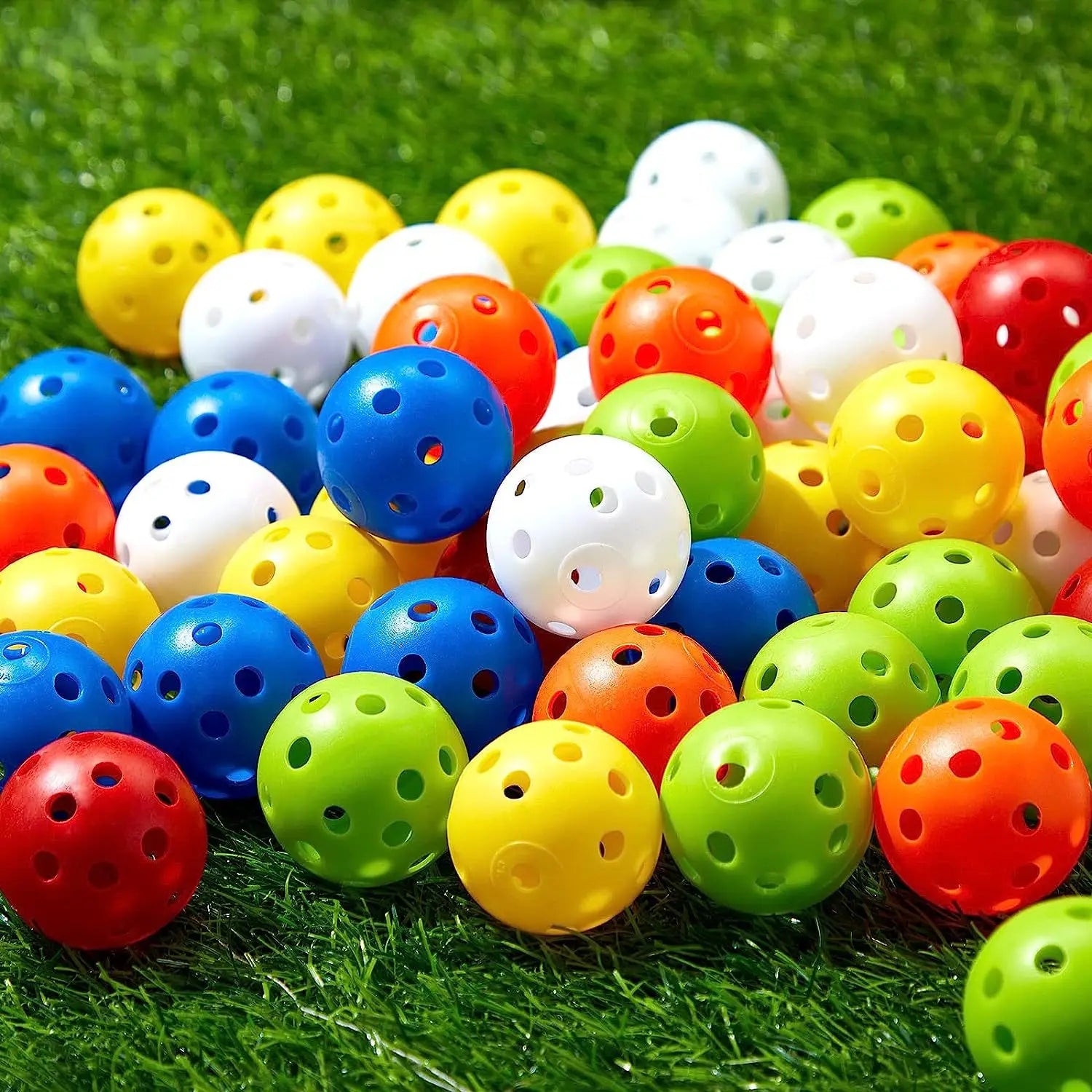 50Pcs Pack Multicolor Plastic Golf Training Balls Airflow Hollow 42mm 26 Holes Golf Balls For Driving Range Swing Practice Ball