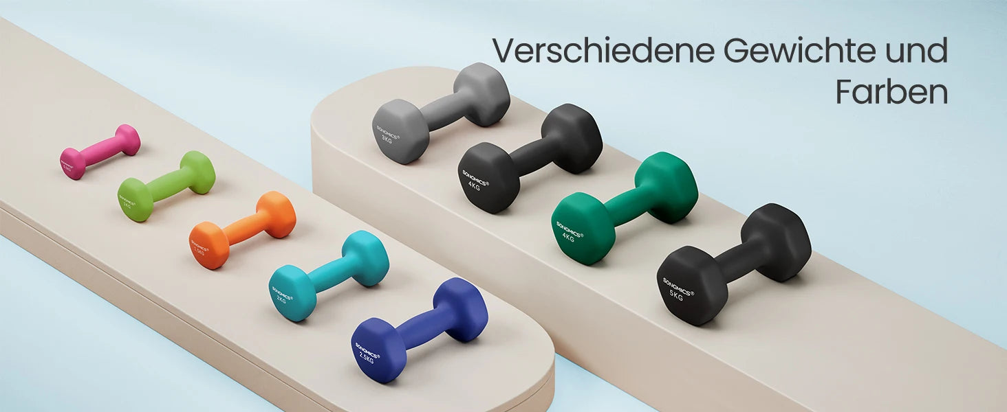 SONGMICS Dumbbell Set Short dumbbells Dumbbell Set 12kg Hexagon Neoprene dumbbells