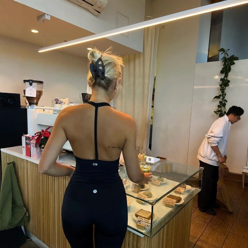 CSB Backless X-shaped Neckline Sports Bra Form Series Fitness Yoga Training Sports Bra High Elasticity Top