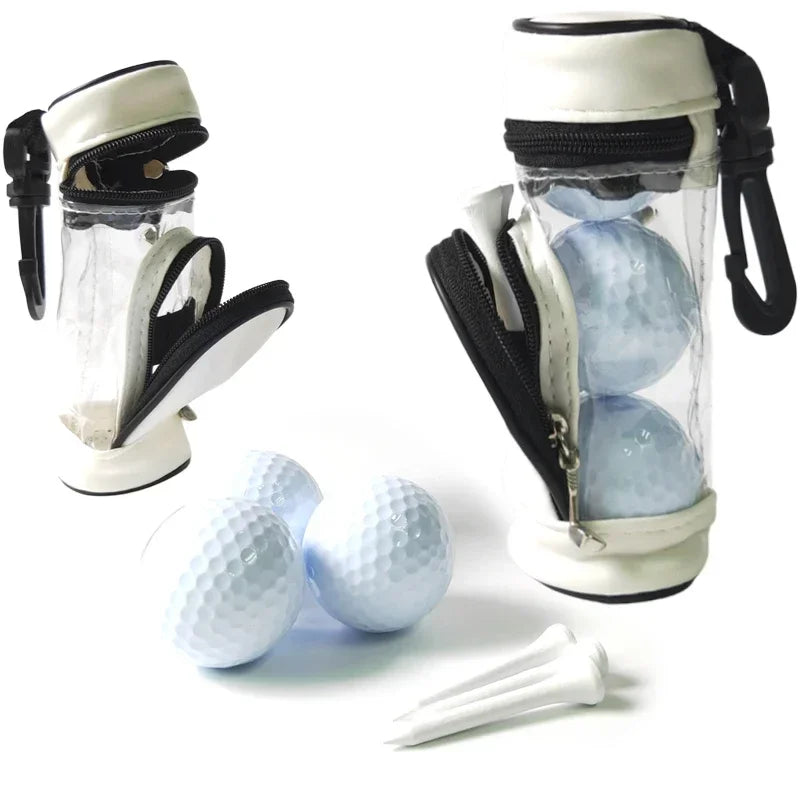 Portable Small Golf Ball Bag Carrier Tee Holder Storage Case Pouch with 3 Balls and 3 Tees Set for Training Practice Accessories