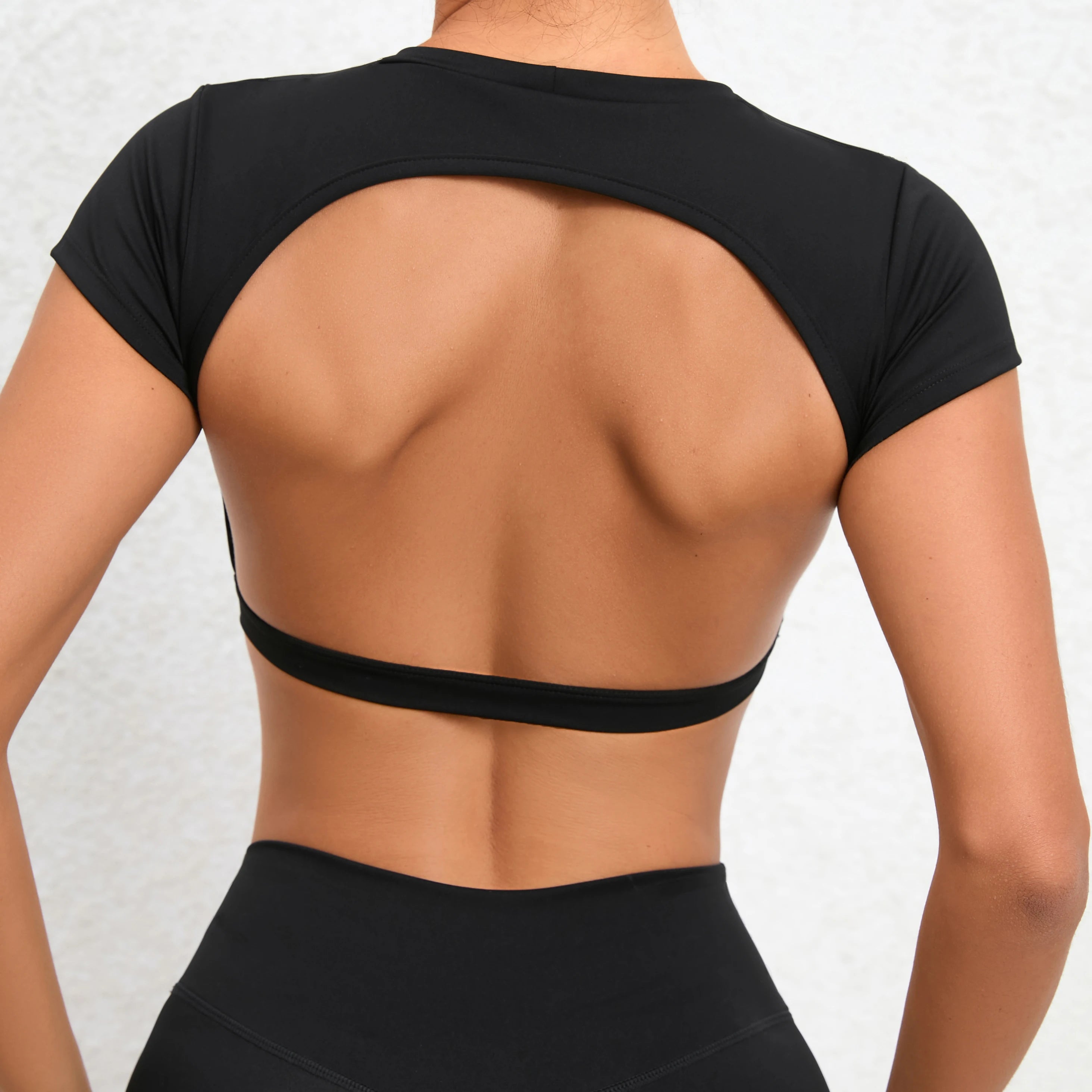 Sports Muscle Back Tee Without Padded Women Backless Sports Shirts Workout Gym Training Yoga T-Shirt Outdoor Open Back Tops