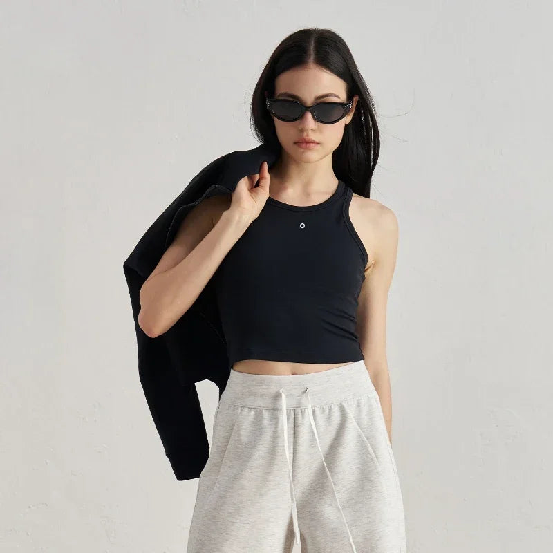 Yoga Vest Women Clothes Soft Breathable Pure Cotton Motion Fitness Womens Tops Solid Color Light Thin Wearing Outside Halter Top