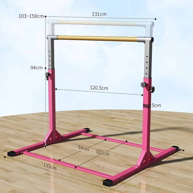 Children's single pole Horizontal Bar,3' to 5' Adjustable Height,Ideal for Indoor and Home Training,1-4 Levels,1000KG Weight Cap