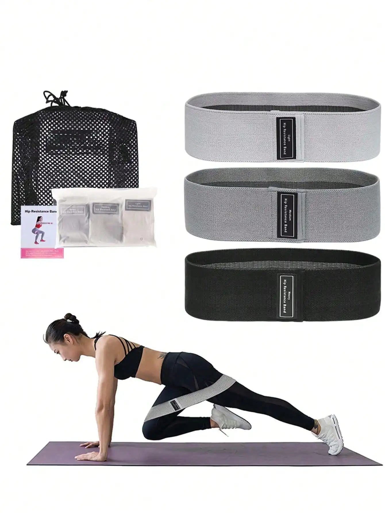 3-Pack Elastic Resistance Band for Legs and Buttocks Training - Ideal Choice for Home Exercise and Body Relaxation, Durable Polyester Blended Material