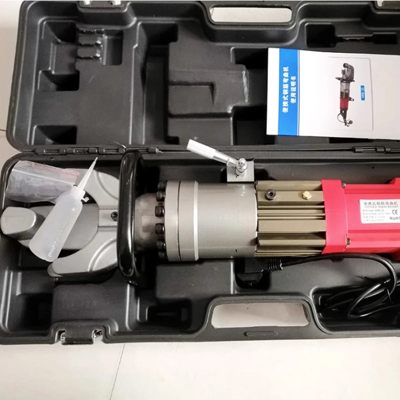 HRB-25 Electric Hydraulic Steel Bar Bending Machine Portable Rebar Fast Bender Handheld Straightening Tools Bend Range 4-25MM