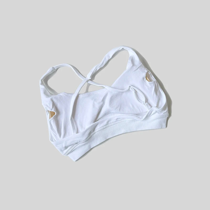 Strappy Bra Top Women High Support Cross Back Sport Seamless Padded Bras Scrunch Workout Gym Fitness Tank Tops