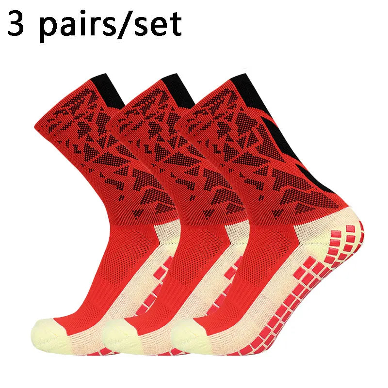 3 pairs New 2024 Men Women Camouflage Arrow Soccer Socks Breathable Sports Silicone Anti Slip Grip Football Socks