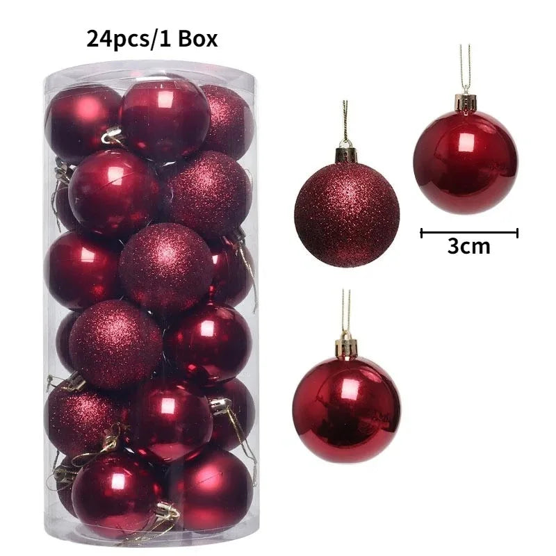 24/36Pcs Christmas Balls 4CM Ball Christmas Tree Pendant Ornaments for Home Party Decor 2025 New Year Navidad Gifts Accessories