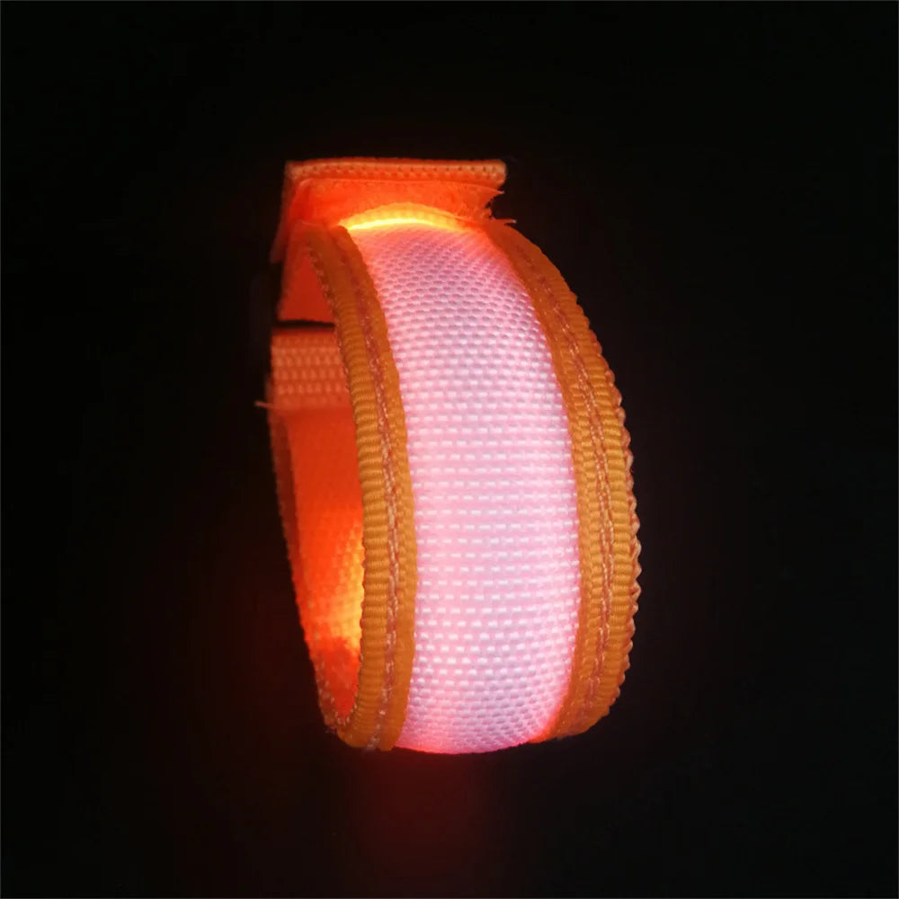 LED Reflective Bracelet Nylon Adjustable Armband Luminous Night Running Climbing Strap Outdoor Sports Safety Bright Band