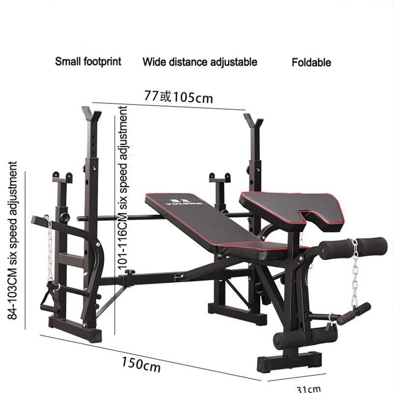 Men's Fitness Equipment, Multifunctional Weightlifting Bed Supplies, Foldable Bench Press, Household Weightlifting Machine