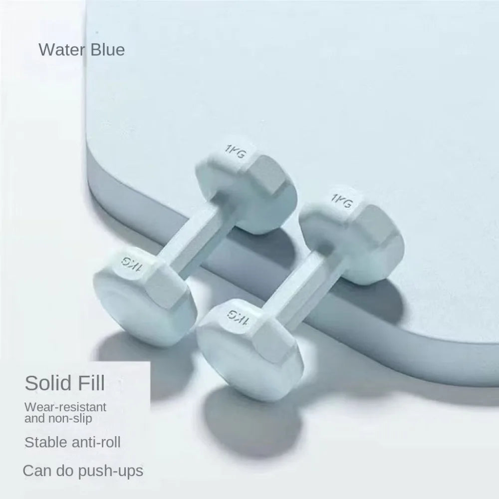 New 1kg Fitness Dumbbell Set PVC Non-Slip Kettlebell Waterproof Anti-Roll Small Dumbbell Home Equipment