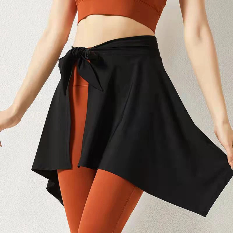 Yoga Sports Long Strap Cover Up Shawl Scarf Workout Tennis Short Skirt For Women Dance Outer Wrap Skirt Prevent Exposure