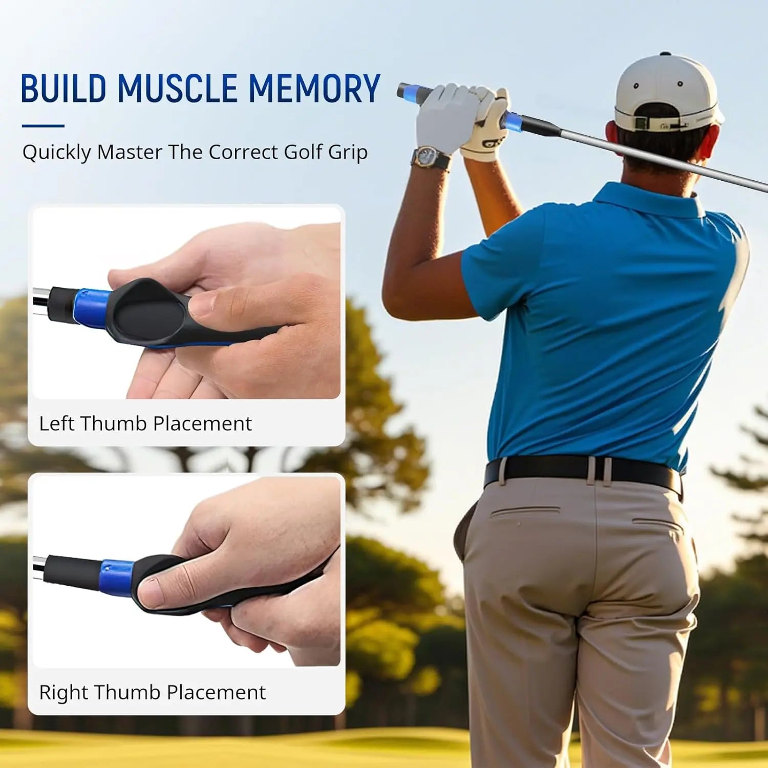 Golf Grip Trainer, Golf Training Aid, Golf Grip Kit Club Grips, Grip Trainer Golf Club to Help Train Correct Hand Position