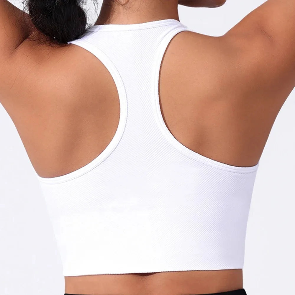 Seamless Sport Bras Gym Top High Intensity Underwear Running Training Yoga Bra Shockproof Ribbed Fitness Yoga Vest Crop Top