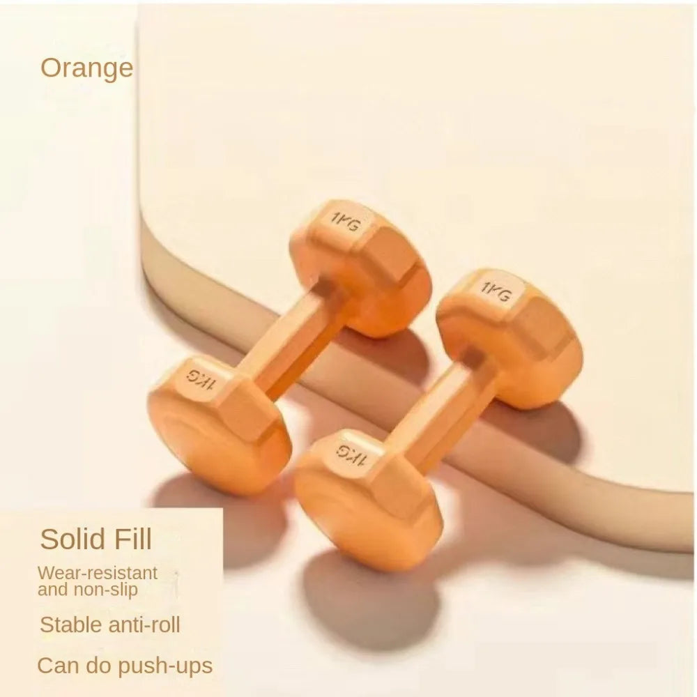 New 1kg Fitness Dumbbell Set PVC Non-Slip Kettlebell Waterproof Anti-Roll Small Dumbbell Home Equipment