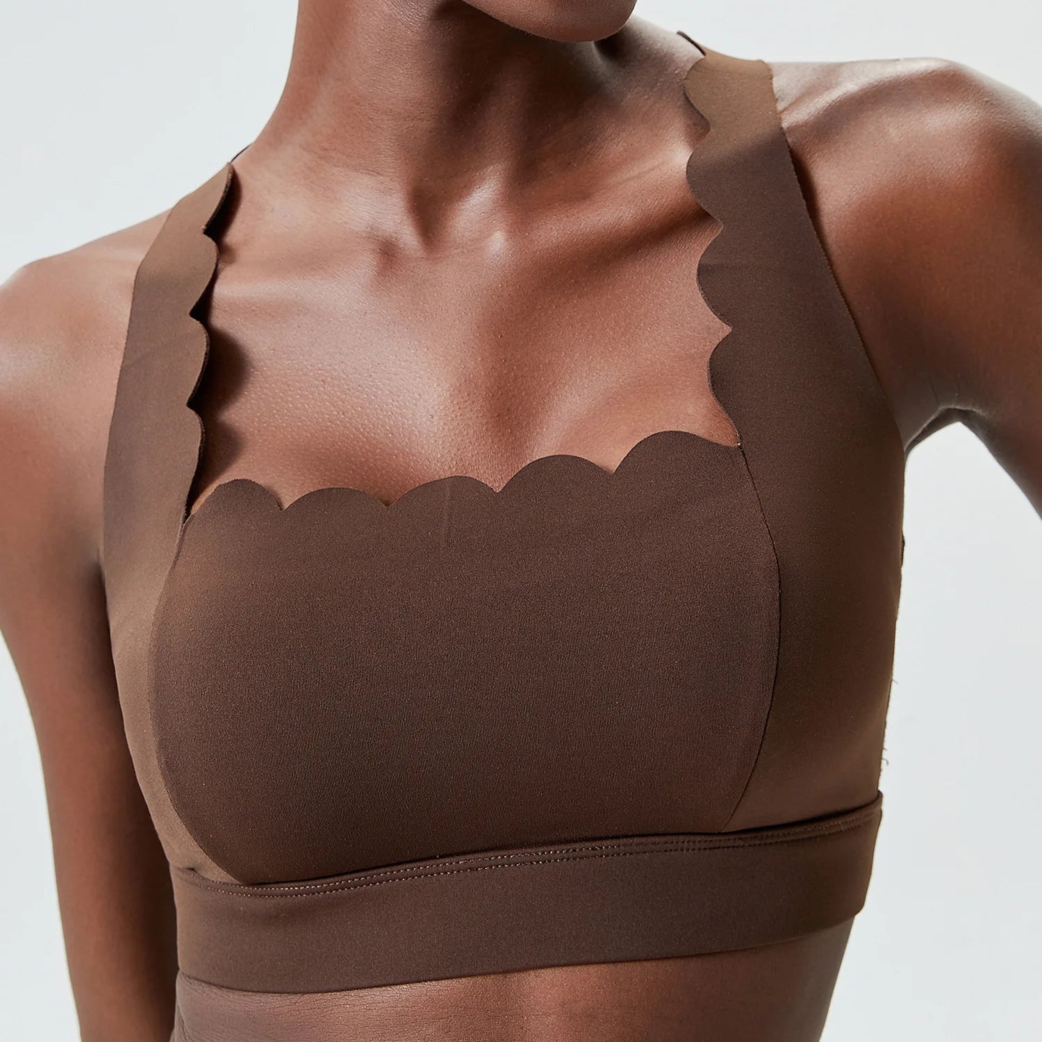 Lycra Sports Bra for Women Shock-proof Gym Workout Tops Lotus Arc Yoga Tops Square Neckline Push-up Bras Vest With Removable Pad