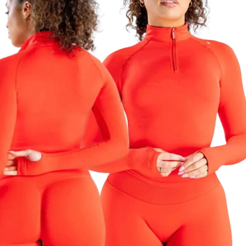 Impact Yoga Clothing With LOGO Long Sleeve Half Zippy Sport Top Women Seamless Sports Shirts Gym Fitness Workout Pilates Clothes
