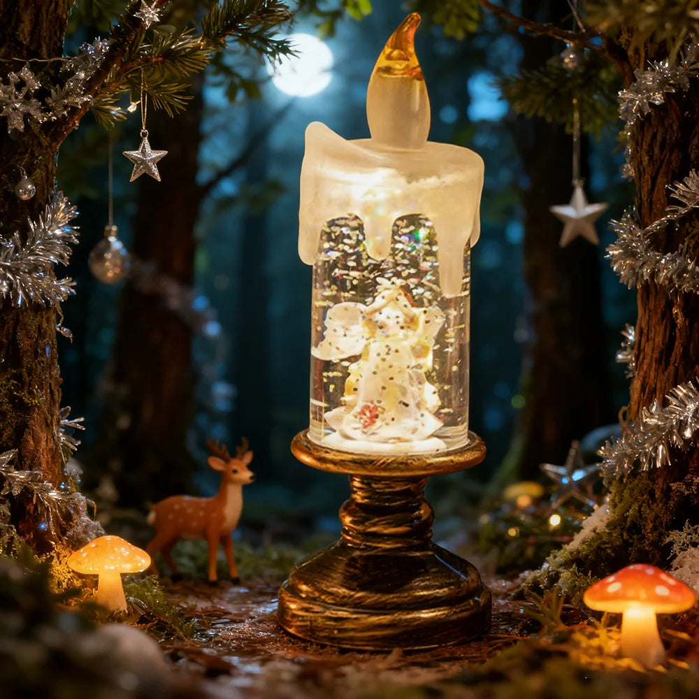 1pc Christmas transparent Snow lights, Battery-powered Christmas Crystal lights, Christmas Glowing Snow Globe