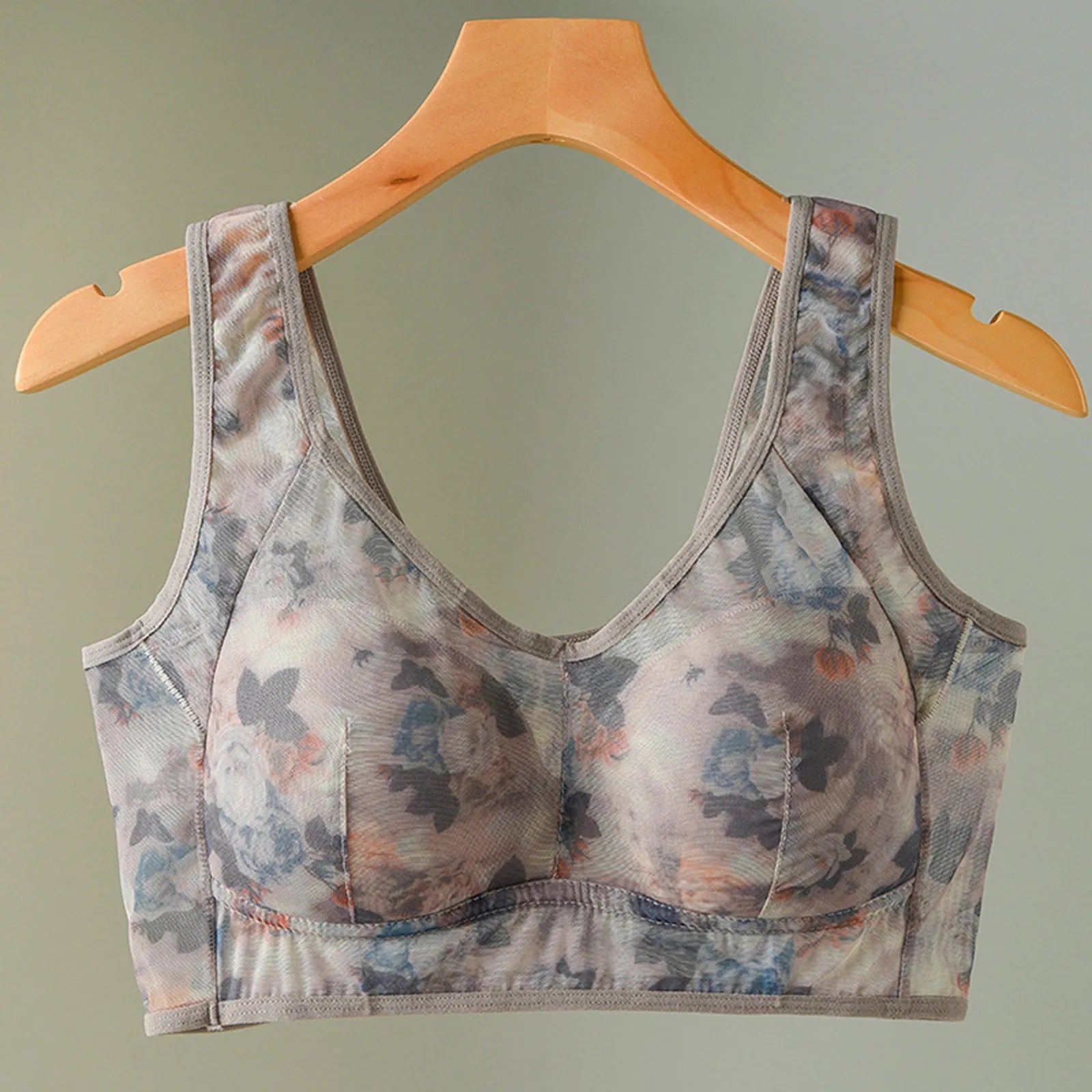 Women's Thin Underwired Mesh Printed Vest Style Unbuttoned Comfortable Wire Sports Bras for Women Compression Bras for Women