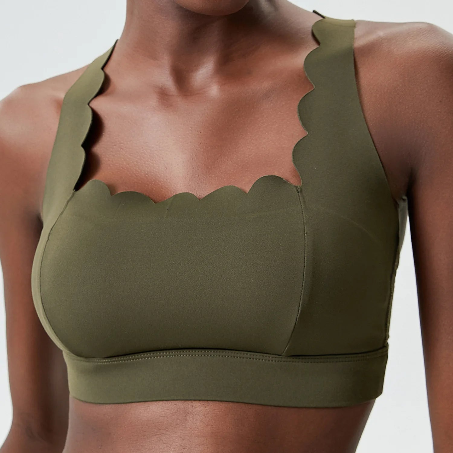 Lycra Sports Bra for Women Shock-proof Gym Workout Tops Lotus Arc Yoga Tops Square Neckline Push-up Bras Vest With Removable Pad