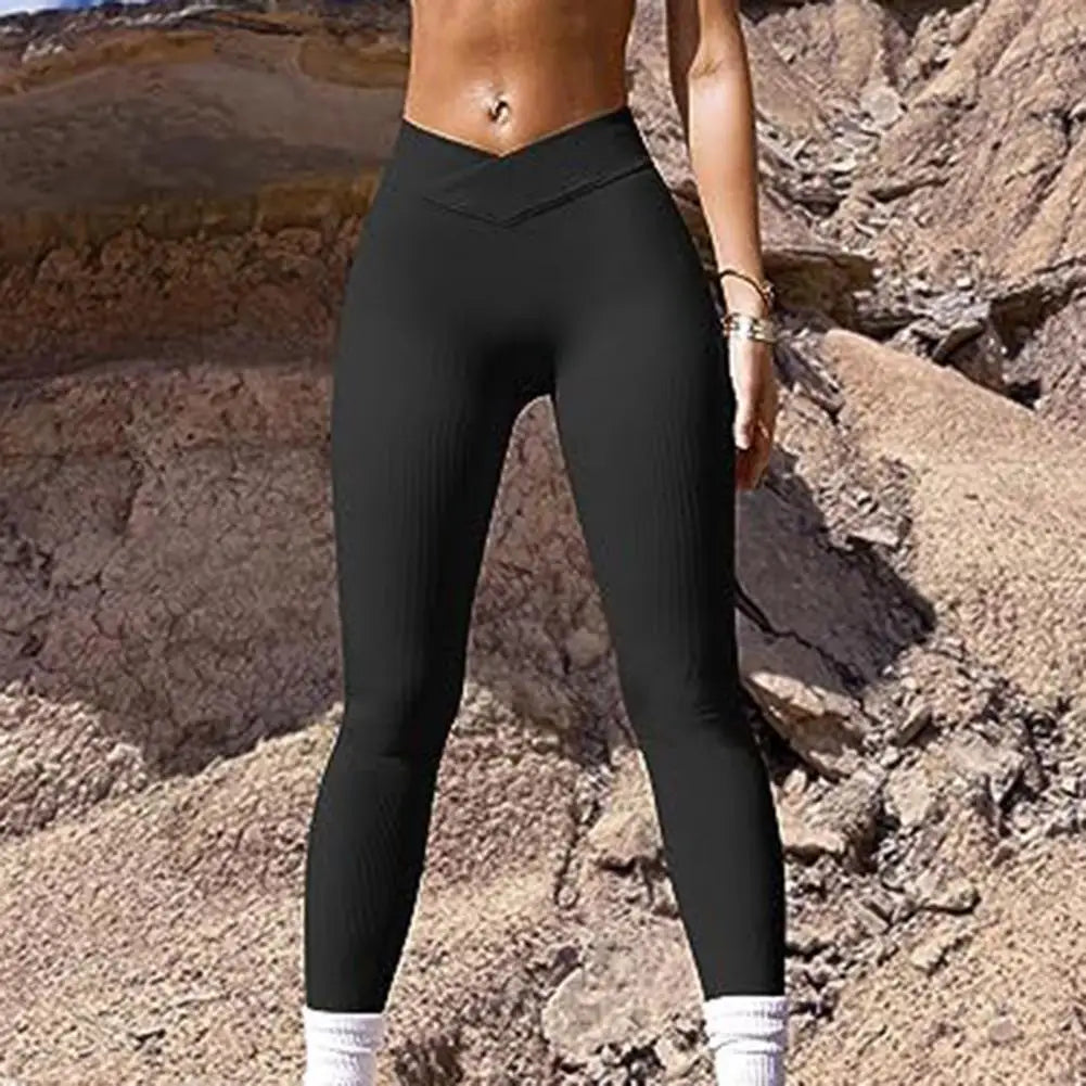 Yoga Leggings Ribbed Yoga Leggings for Women High Waist Athletic Workout Pants Indoor Outdoor Sports Exercise Casual Wear